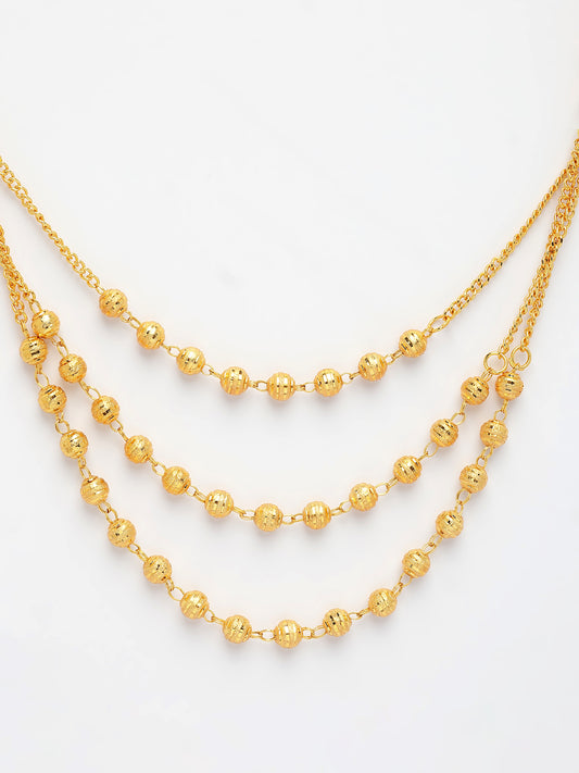 NVR Women's Gold-Plated Artificial Beads Layered Chain