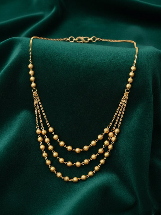 NVR Women Gold Plated Artificial Beads Layered Chain