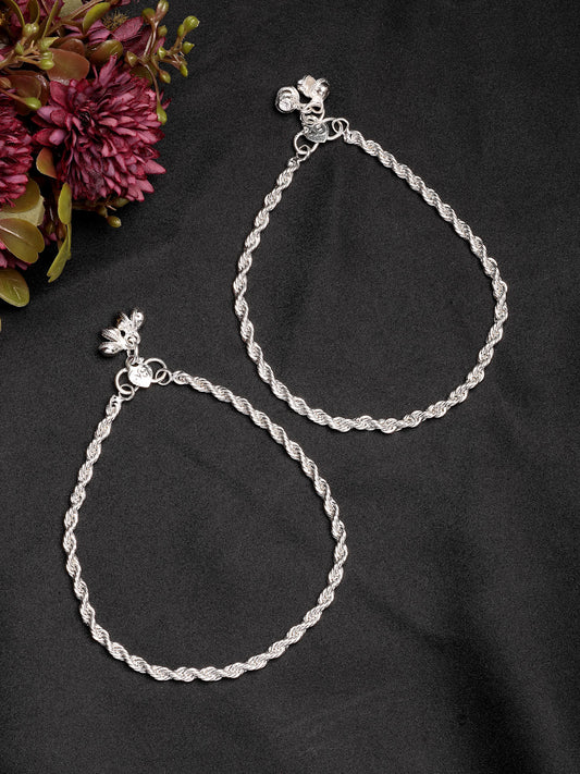 NVR Women's Pair of 2 Silver-Plated Anklets