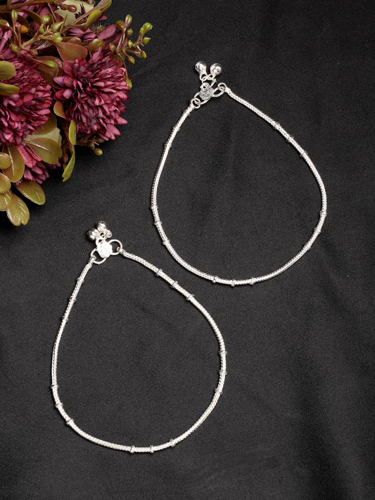 NVR Women's Pair of 4 Silver-Plated Anklets