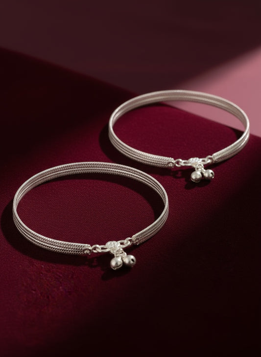 NVR Women's Set of 2 Silver-Plated Anklets