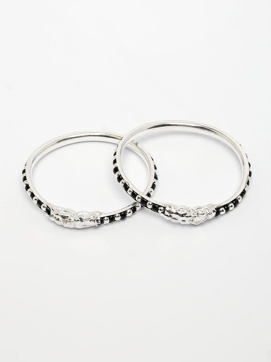 NVR Kids Set of 2 Rhodium-Plated Artificial Beads Nazariya Kada Bracelet