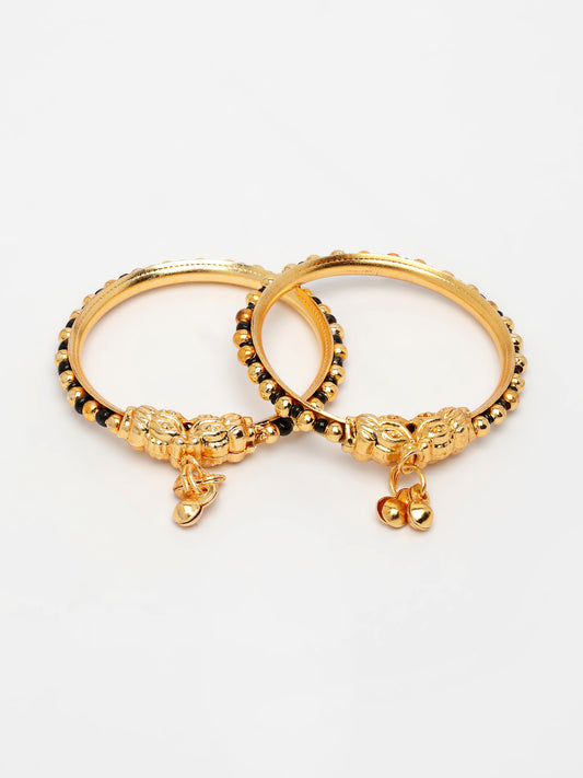 NVR Kids Set of 2 Rhodium-Plated Artificial Beads Nazariya Kada Bracelet
