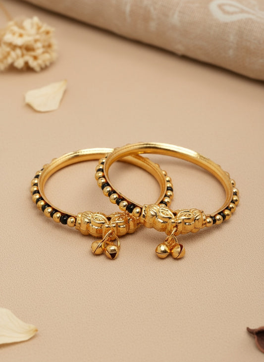 NVR Kids Set of 2 Rhodium Plated Artificial Beads Nazariya Kada Bracelet