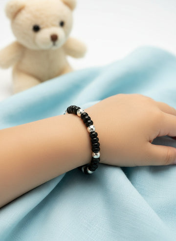 NVR Kids Set of 2 Rhodium Plated Artificial Beads Nazariya Link Bracelet