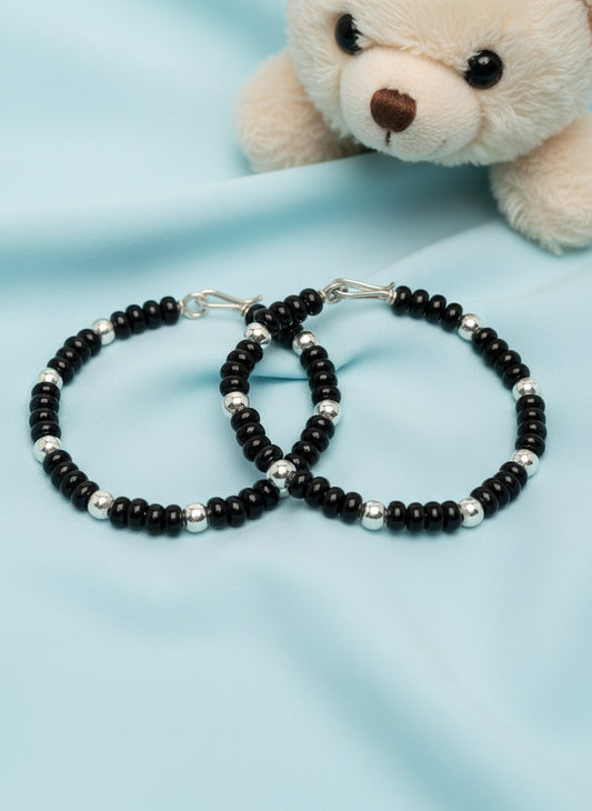 NVR Kids Set of 2 Rhodium Plated Artificial Beads Nazariya Link Bracelet
