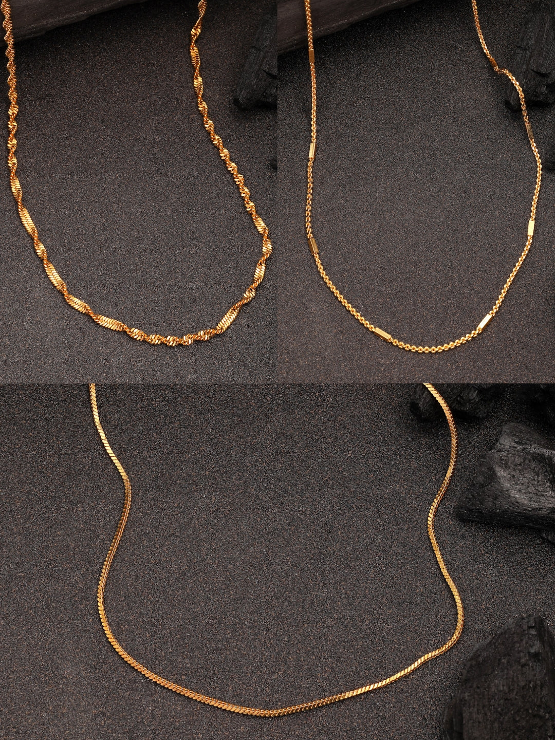 NVR Women's Set of 3 Gold-Plated Minimal Chain