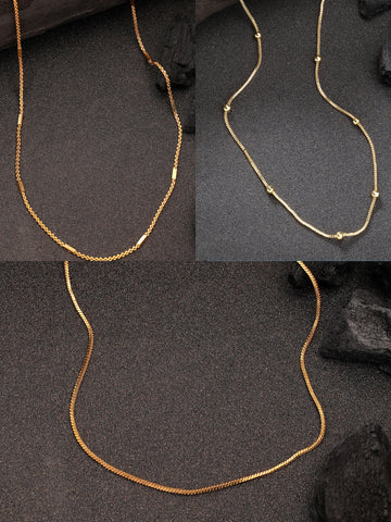 NVR Women's Set of 3 Gold-Plated Minimal Chain