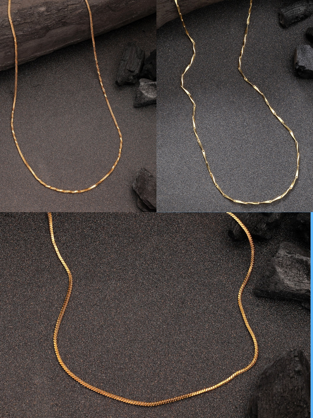 NVR Women's Set of 3 Gold-Plated Minimal Chain