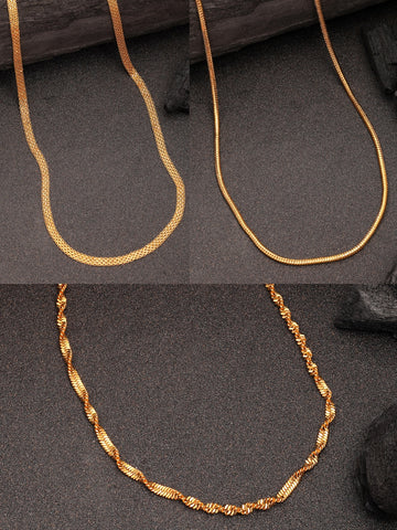 NVR Women's Set of 3 Gold-Plated Minimal Chain