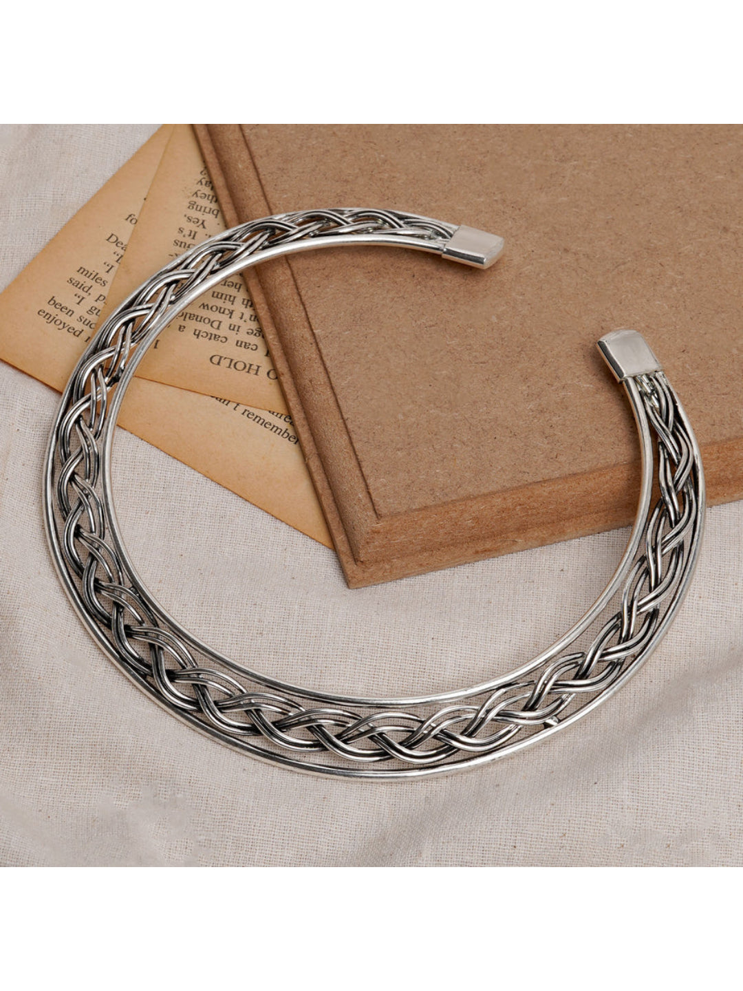 NVR Women's Silver-Plated Oxidized Statement Choker Necklace