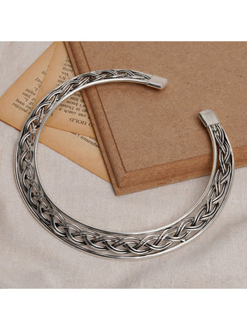 NVR Women's Silver-Plated Oxidized Statement Choker Necklace