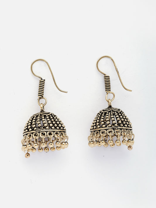 NVR Women Gold Plated German Silver Jhumka Earrings