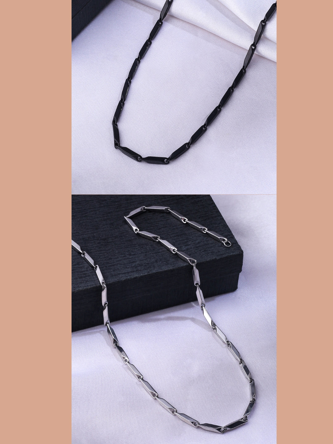 NVR Men Stainless Steel Set of 2 Bohemian Chain