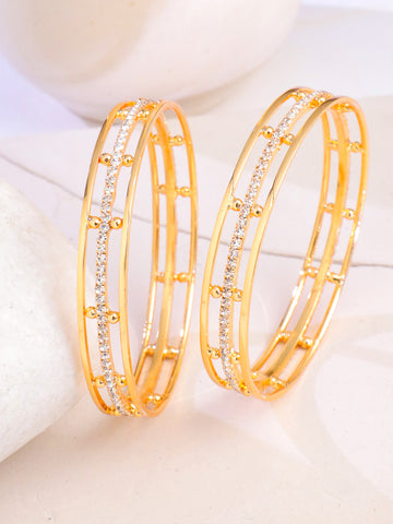 NVR Women Set of 2 Gold Plated Handcrafted Bangles