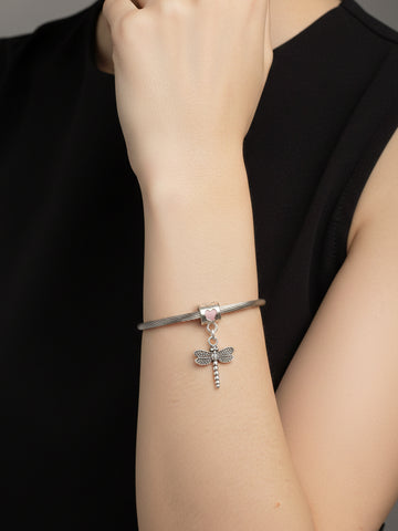 NVR Women Silver Plated Adjustable Charm Bracelet