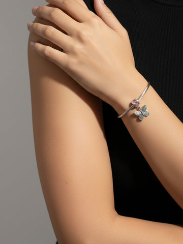 NVR Women Silver Plated Adjustable Butterfly Bracelet
