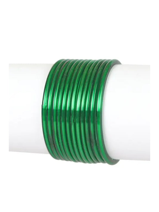 NVR Set of 12 Plain Green Glass Bangle For Women