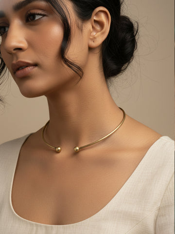 NVR Gold Overlay Flexible Choker Lightweight Women's Necklace