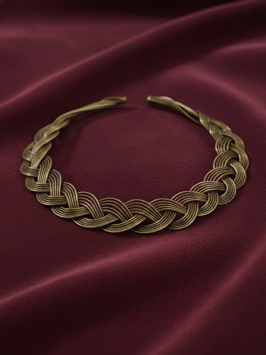 NVR Women Torque Style Crisscross Flexible Choker Gold Plated Necklace 
