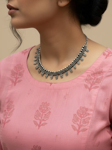 NVR Women Oxidised Silver Plated Choker Necklace With Paisley Drops