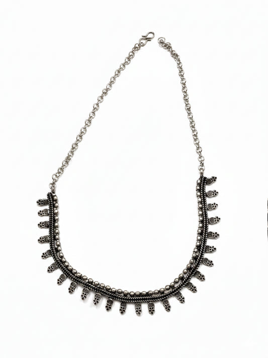 NVR Women Oxidised Silver Plated Choker Necklace With Paisley Drops