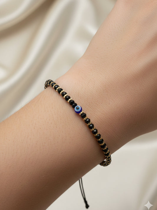 NVR Unisex Evil Eye Beaded Adjustable Bracelet
