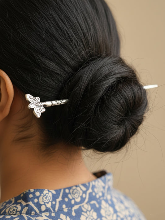 NVR Women's Set of 3 Assorted Oxidised German Silver Juda Hair Stick