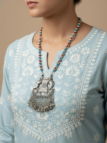 NVR Women Oxidized Silver-Plated Elephant Design Necklace