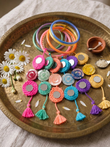 NVR Set of 2 Bangle Style Handcrafted Bhaiya Bhabhi Rakhi with Roli Chawal Chandan Mishri