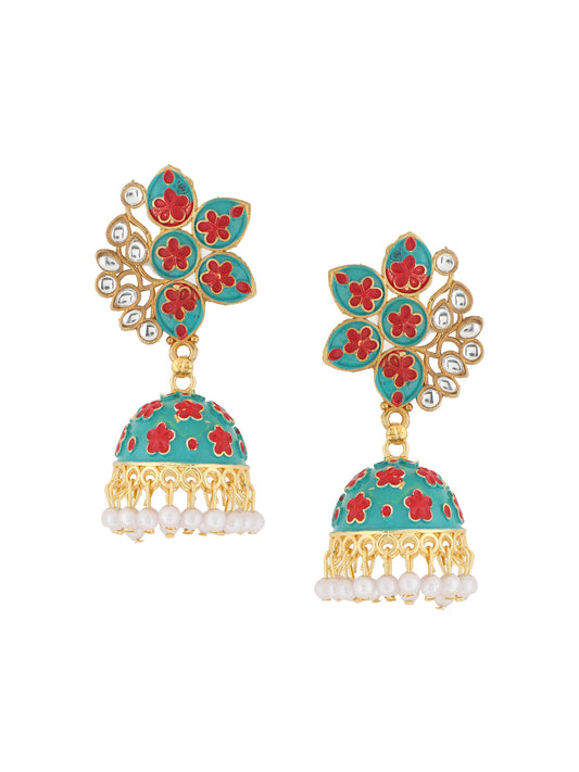 NVR Green Dome Shaped Jhumka Earrings