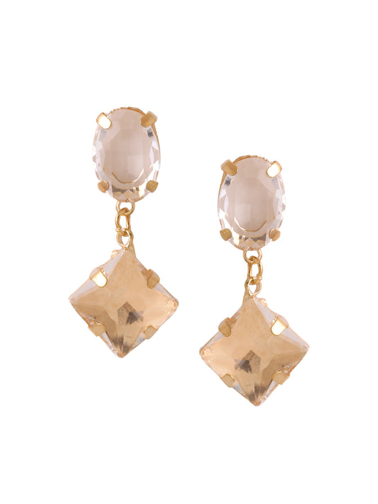 NVR Golden CZ Studded Drop Earrings