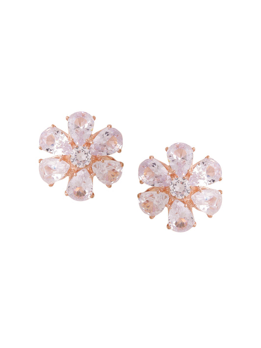 NVR Golden CZ Studded Studs Earrings