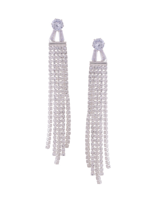 NVR Silver toned contemporary Drop Earrings