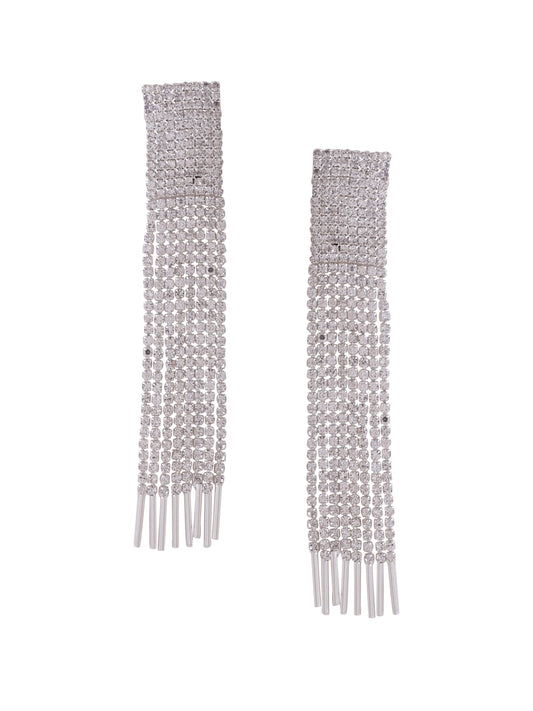 NVR Silver toned contemporary Drop Earrings
