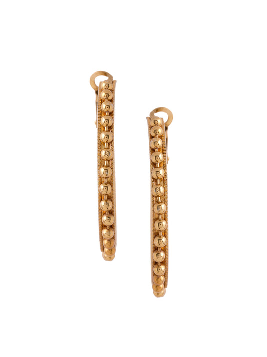NVR Gold Toned Beaded Circular Hoop Earrings