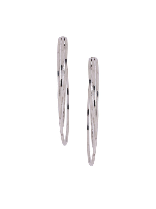 NVR Silver toned contemporary Circular Hoop Earrings