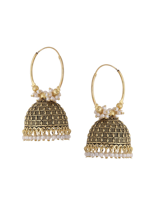 NVR Gold toned contemporary Jhumkas