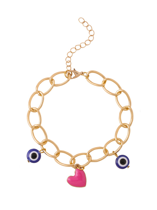 NVR women Gold evil eye adjustable bracelet