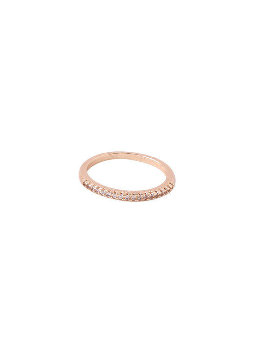 NVR Women Gold Plated and white CZ Studded adjustable finger ring