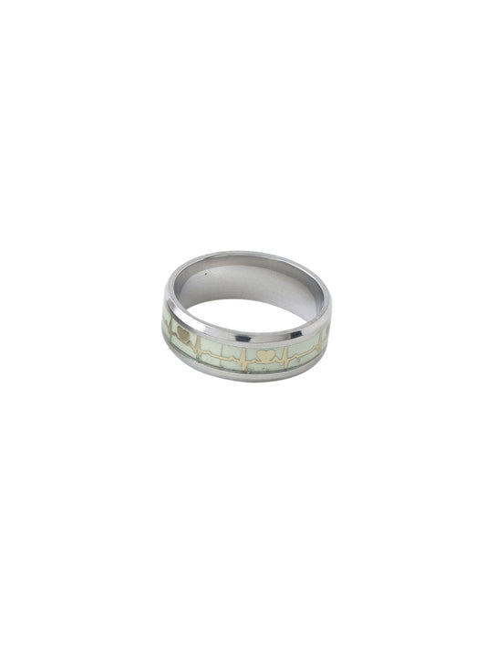 NVR Men's Rhodium-Plated Silver-Toned Stainless Steel Finger Ring