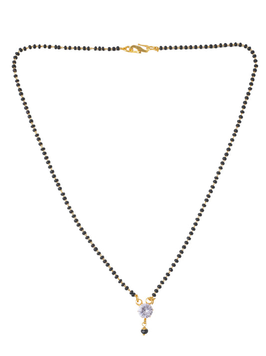 NVR Black Gold Plated Beaded Mangalsutra