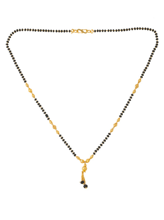 NVR Black Gold Plated Beaded Mangalsutra