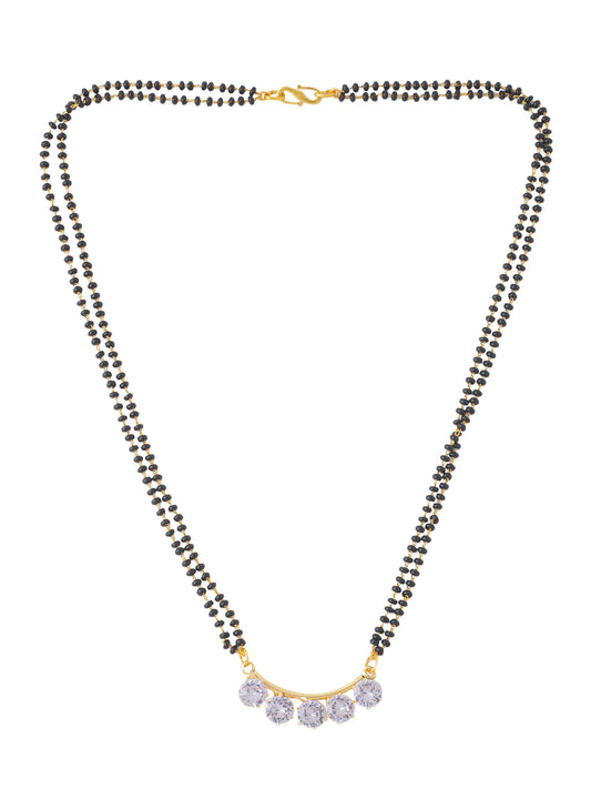 NVR Black Gold Plated Beaded and Stone Studded Mangalsutra