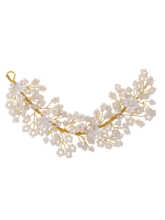 NVR Gold Tone Beaded Wedding Hair Styling Tiara