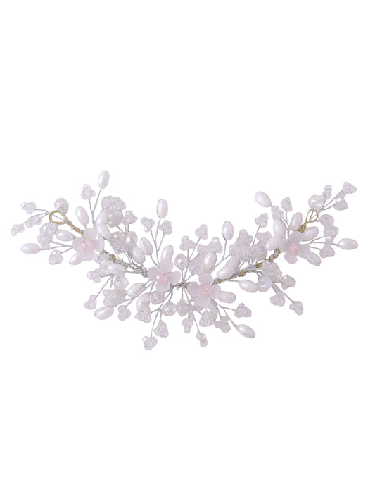 NVR Silver Tone Beaded Wedding Hair Styling Tiara