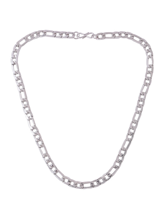 NVR Men Silver-Toned Stainless Steel Rhodium Plated Chain