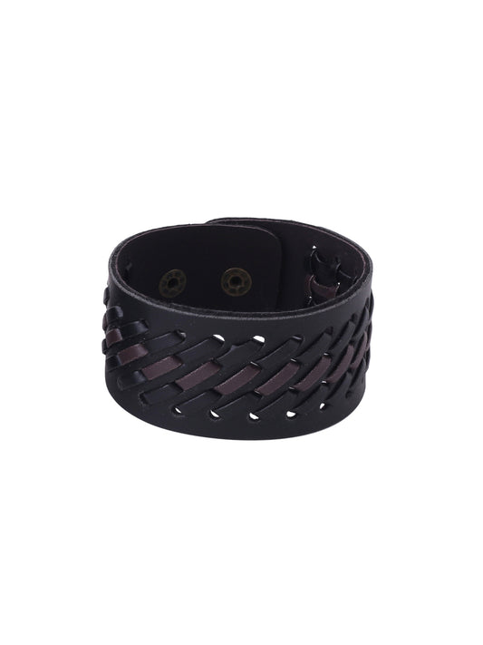 NVR Men Black leather wraparound bracelet