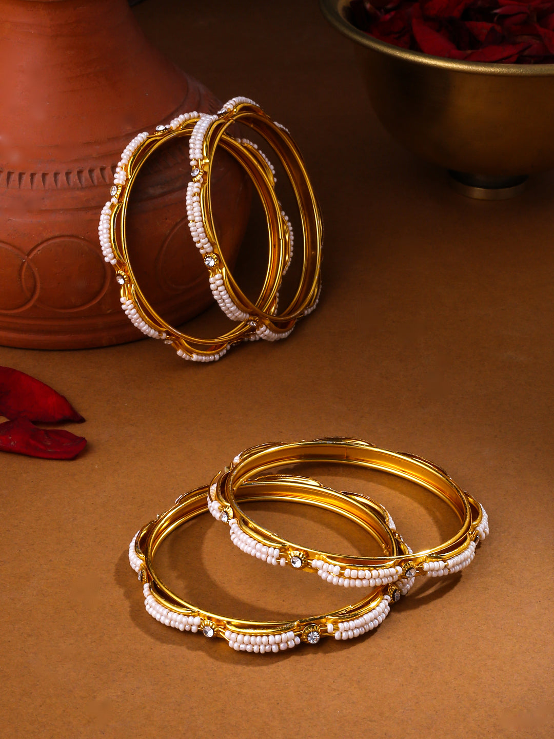 NVR Set of 4 Pearl studded Bangles