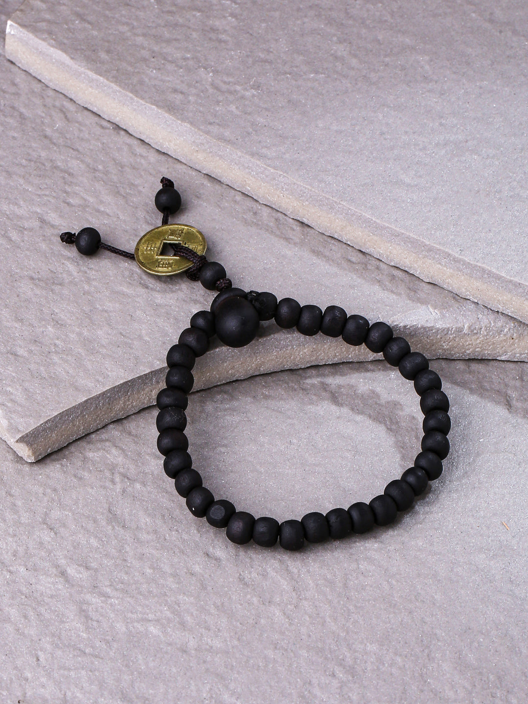 NVR unisex black beads adjustable bracelet